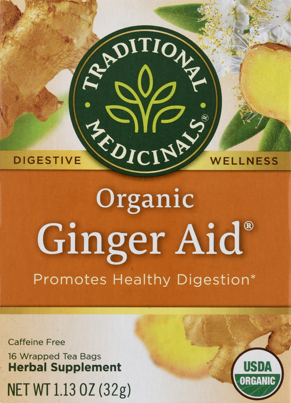 Traditional Medicinals Organic Tea Bags Ginger Aid Herbal Supplement 16 ea