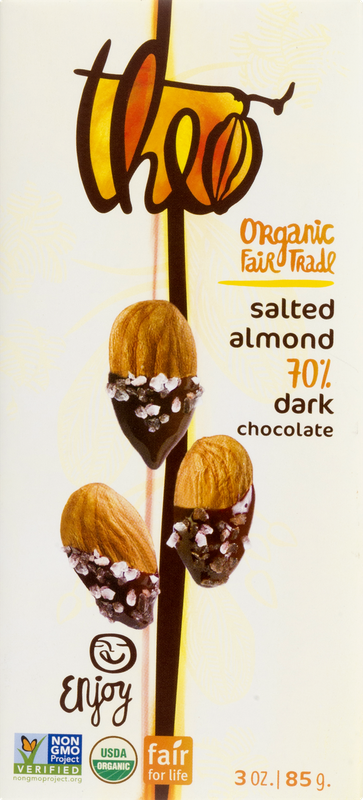 Theo Organic Fair Trade 70% Dark Chocolate Salted Almond