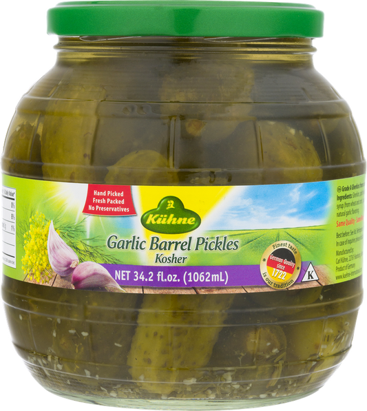 Kuhne Kosher Barrel Pickles Garlic
