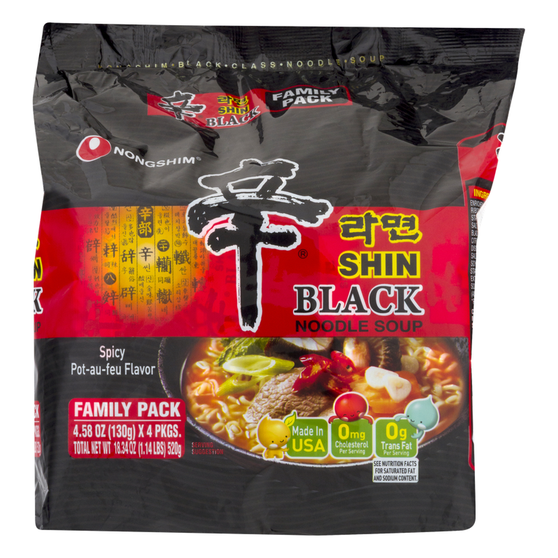Nongshim Noodle Soup, Shin Black, Spicy Pot-Au-Feu, Family Pack