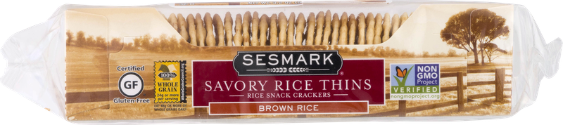 Sesmark Savory Rice Thins Rice Snack Crackers Brown Rice
