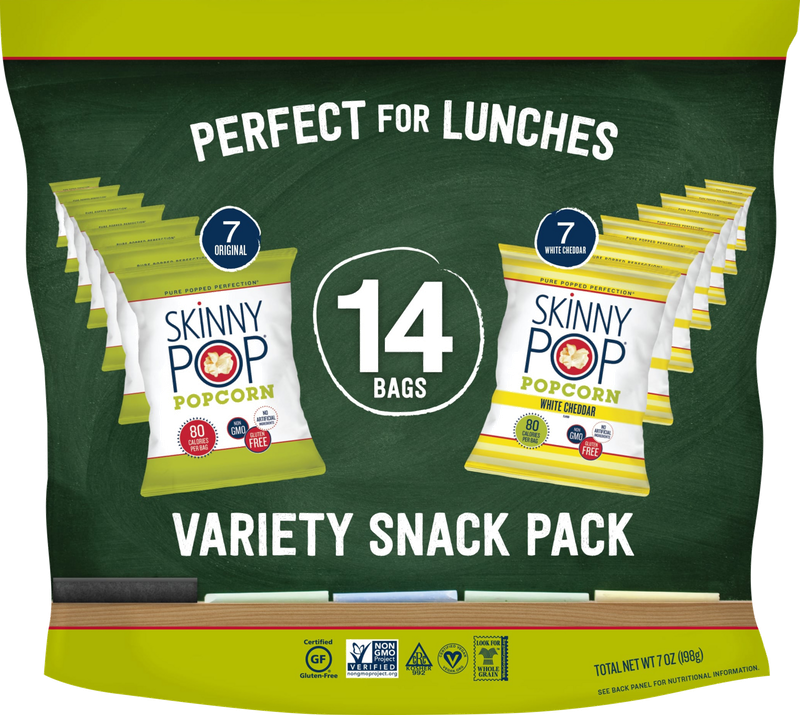 SkinnyPop Variety Snack Pack Original/White Cheddar Popcorn 14 ea