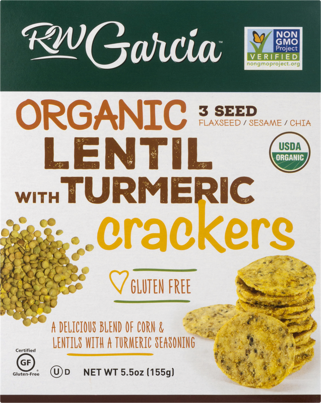 Rw Garcia Crackers, Lentil with Turmeric, 3 Seed, Organic