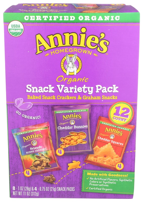 Annie's Homegrown Snack Variety Pack Baked Crackers & Graham Snacks Organic