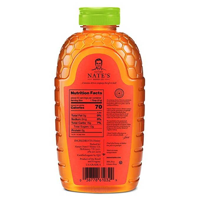 Nature Nate's 100% Pure Raw & Unfiltered Organic Honey | 6 Pack