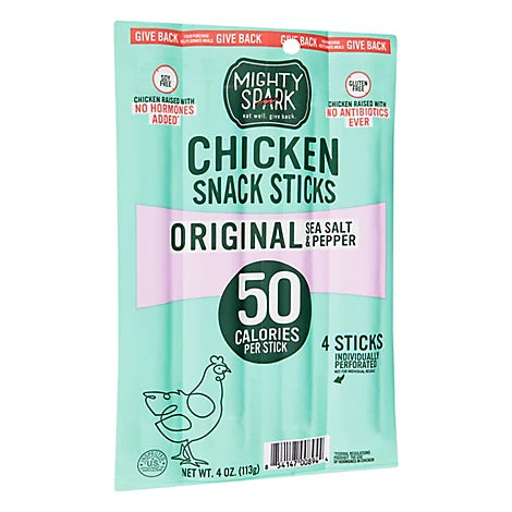 Mighty Spark Original Sea Salt & Pepper Chicken Snacks | 8 pack