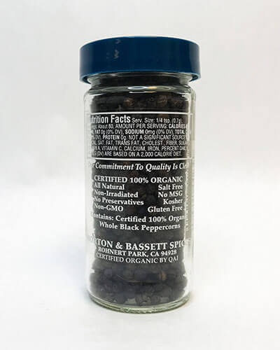Morton & Bassett Organic Whole Black Peppercorns | 3 pack
