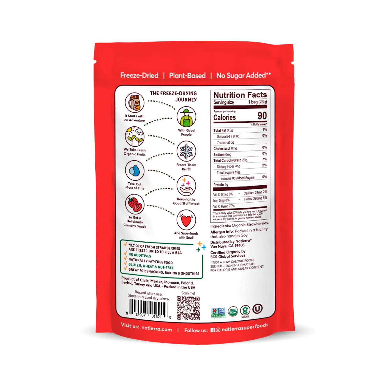 Natierra Organic Freeze Dried Strawberries | 12 pack