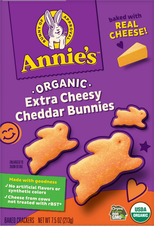 Annies Organic Cheddar Bunnies Super Cheesy Baked Snack Crackers