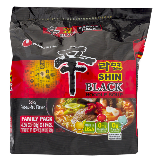 Nongshim Noodle Soup, Shin Black, Spicy Pot-Au-Feu, Family Pack