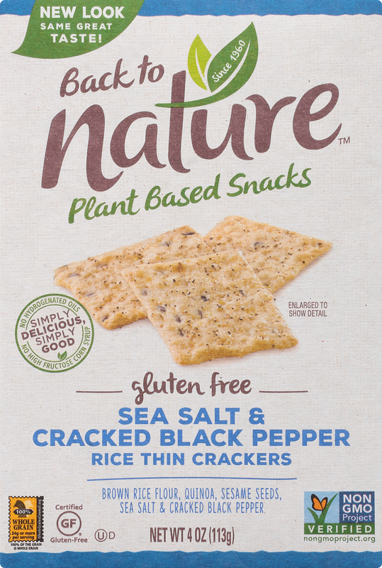 Back To Nature Rice Thin Sea Salt & Cracked Black Pepper Crackers