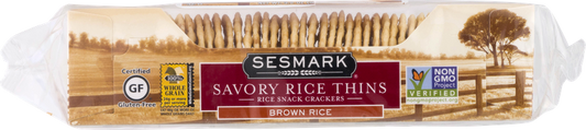 Sesmark Savory Rice Thins Rice Snack Crackers Brown Rice