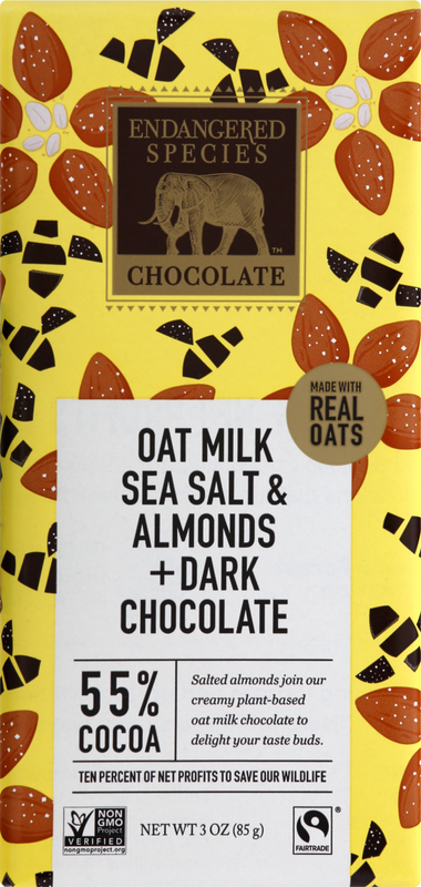 Endangered Species 55% Cocoa Oat Milk Sea Salt & Almonds Dark Chocolate