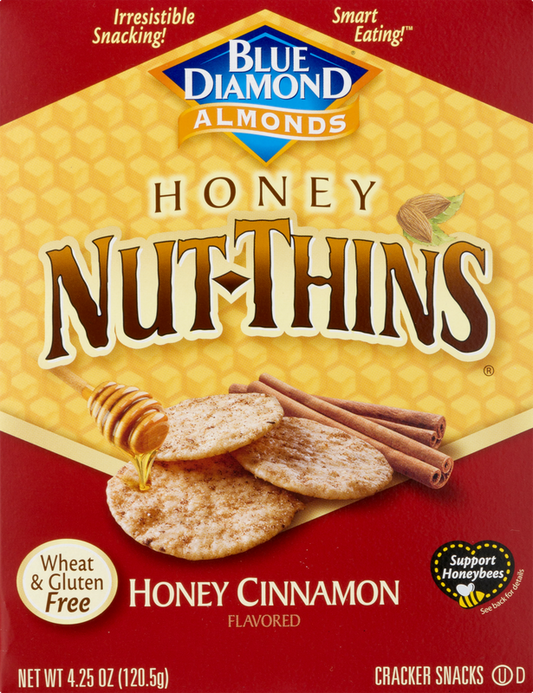 Blue Diamond Almonds Honey Nut-Thins Cracker Snacks Honey Cinnamon