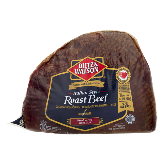 Dietz & Watson Roast Beef, Hand Trimmed, Italian Style, Shrink Wrapped