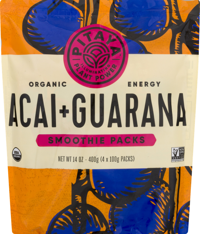 Pitaya Plus Energy Organic Acai + Guarana Smoothie Packs 4 ea