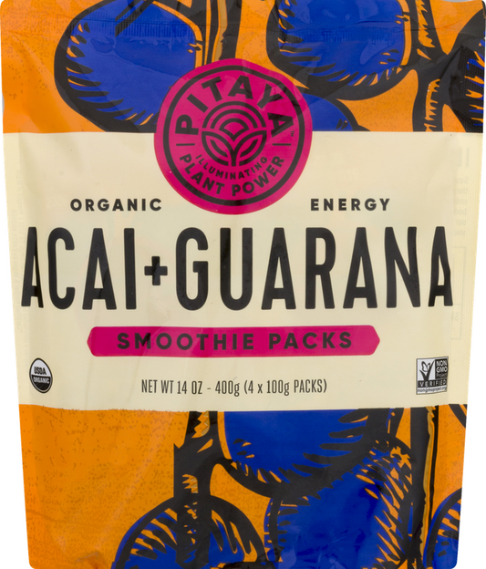 Pitaya Plus Energy Organic Acai + Guarana Smoothie Packs 4 ea