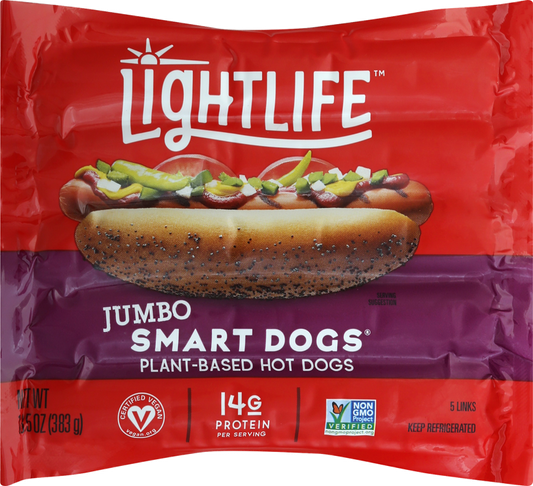 Lightlife Meatless Jumbo Smart Dogs Veggie Hot Dogs