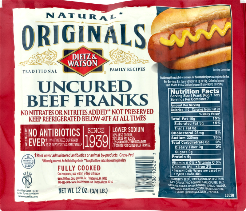 Dietz & Watson Originals Uncured Beef Franks