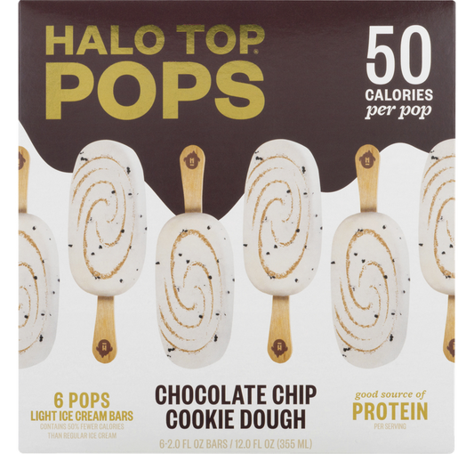 Halo Top Pops Light Ice Cream Bars Chocolate Chip Cookie Dough