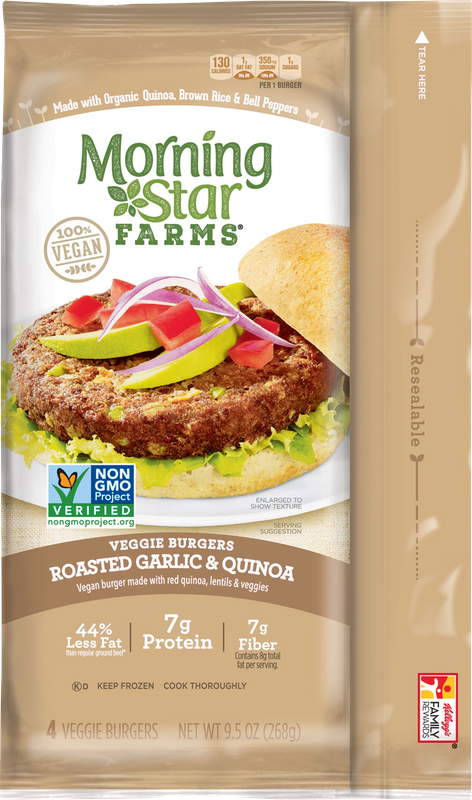 Morningstar Farms, Veggie Burgers, Roasted Garlic and Quinoa, Vegan, Non-GMO Project Verified