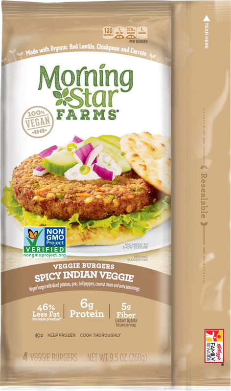 Morningstar Farms, Veggie Burgers, Spicy Indian Veggie, Vegan, Non-GMO Project Verified