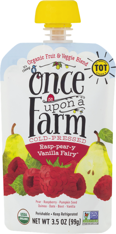 Once Upon A Farm Fruit and Veggie Blends, Rasp-pear-y Vanilla Fairy, Stage 4, Organic