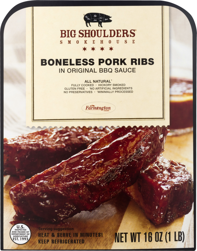 Big Shoulders Smokehouse All Natural Boneless Gluten free Pork Ribs