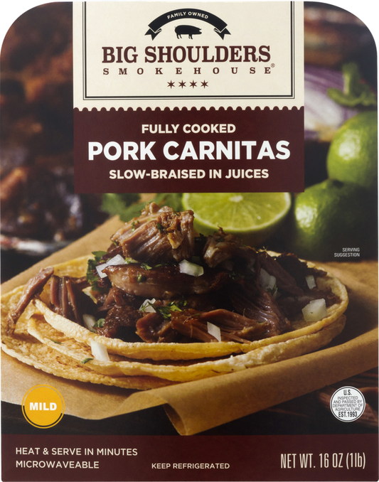 Big Shoulders Smokehouse Mild Fully Cooked Pork Carnitas