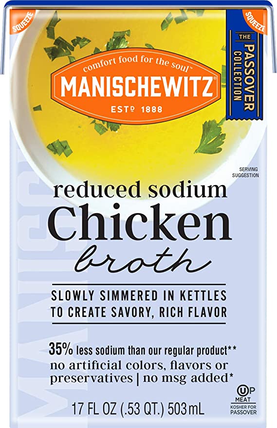 Manischewitz Reduced Sodium Chicken Broth | 12 pack