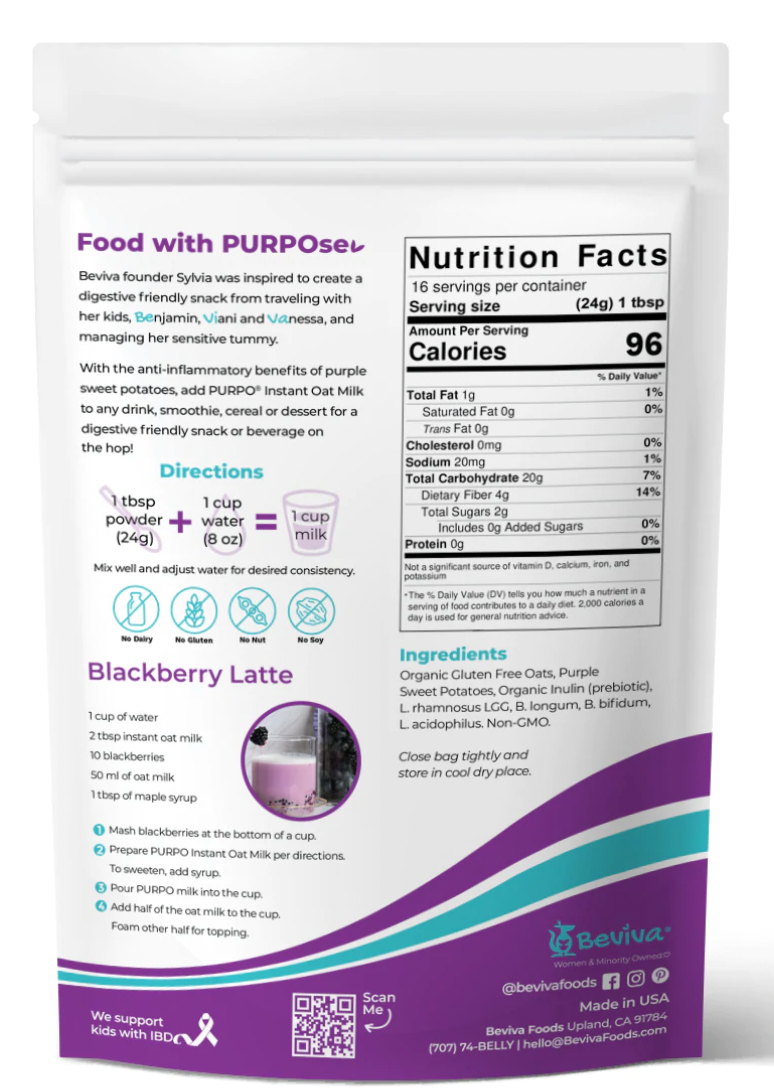 PURPO Instant Oat Milk Powder Bag 13.5 oz | 1 Pack