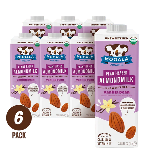 Mooala Organic Plant-Based Unsweetened Vanilla Bean Almond Milk | 6 pack