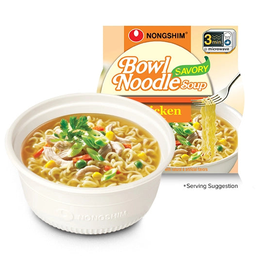 ﻿NongShim Savory Chicken Flavored Noodle Soup Bowl | 12 pack